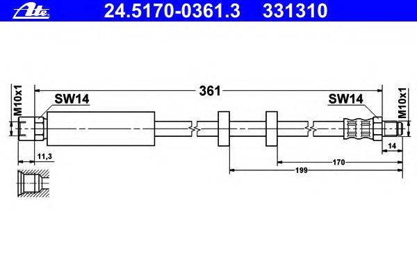 Тормозной шланг ATE 24.5170-0361.3