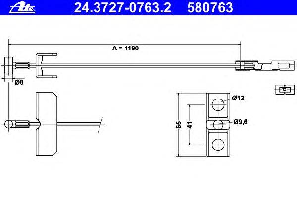 Трос, стояночная тормозная система ATE 24.3727-0763.2