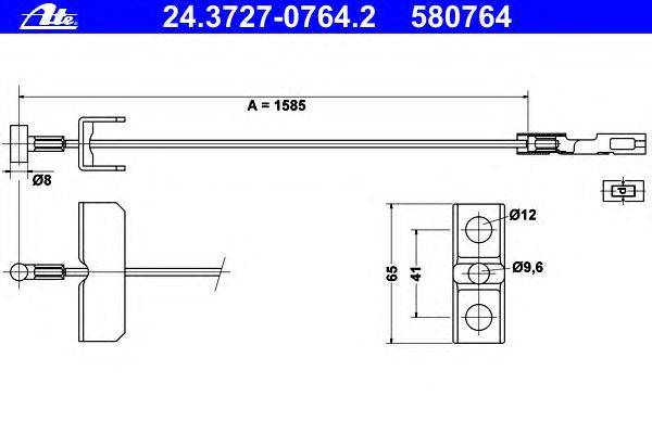 Трос, стояночная тормозная система ATE 24.3727-0764.2