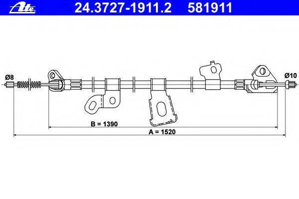 Трос, стояночная тормозная система ATE 24.3727-1911.2