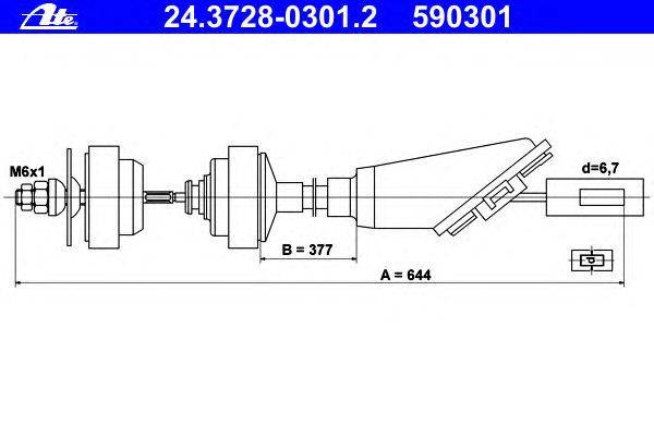 Трос, управление сцеплением ATE 24.3728-0301.2