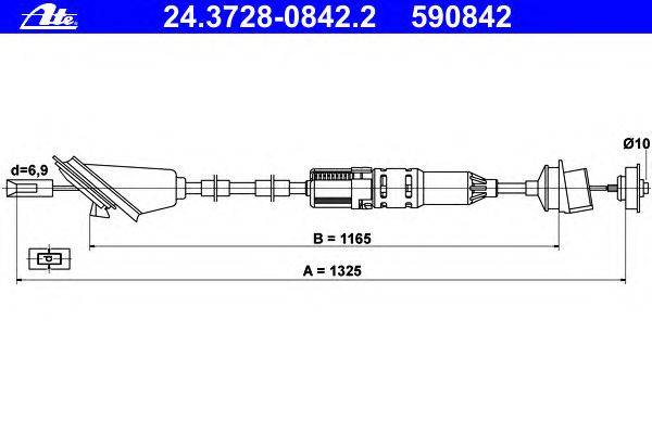 Трос, управление сцеплением ATE 24.3728-0842.2
