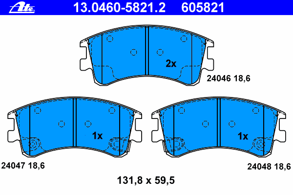 Комплект тормозных колодок, дисковый тормоз ATE 13.0460-5821.2