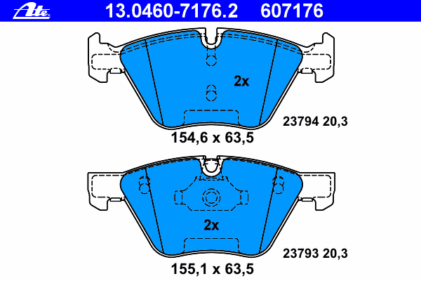 Комплект тормозных колодок, дисковый тормоз ATE 13.0460-7176.2