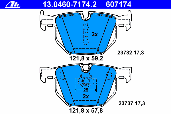 Комплект тормозных колодок, дисковый тормоз ATE 13.0460-7174.2