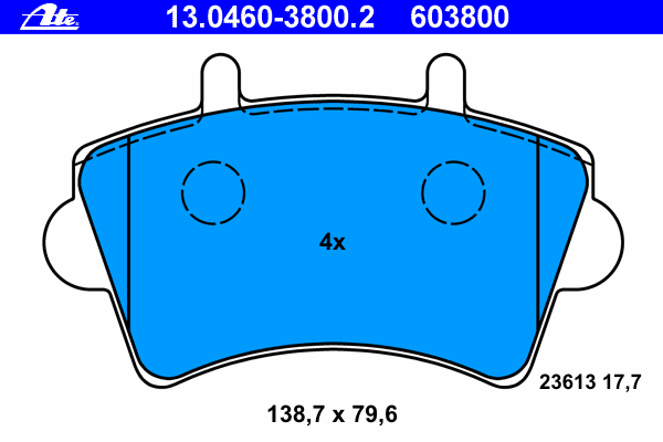 Комплект тормозных колодок, дисковый тормоз ATE 13.0460-3800.2