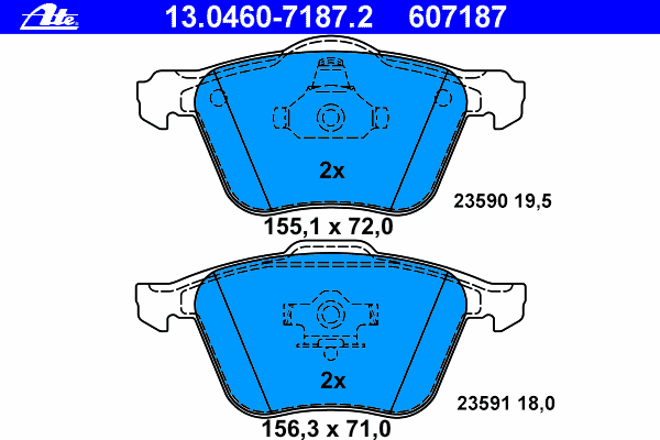 Комплект тормозных колодок, дисковый тормоз ATE 13046071872