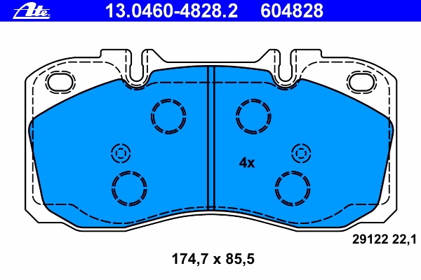 Комплект тормозных колодок, дисковый тормоз ATE 13.0460-4828.2