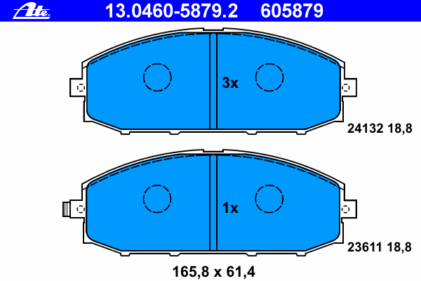 Комплект тормозных колодок, дисковый тормоз ATE 13.0460-5879.2