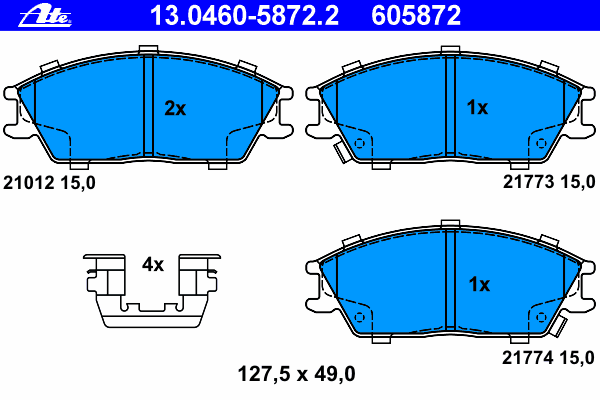 Комплект тормозных колодок, дисковый тормоз ATE 21774