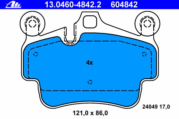 Комплект тормозных колодок, дисковый тормоз ATE 13046048422
