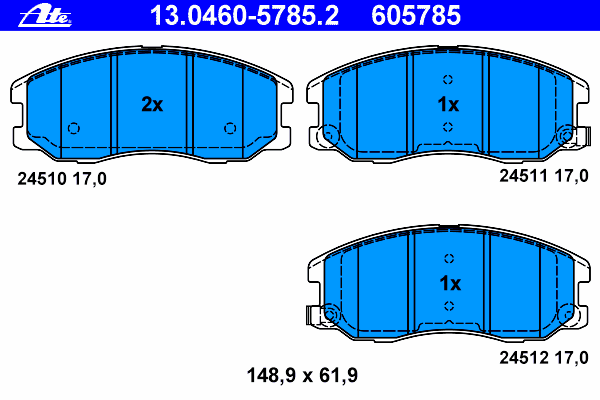 Комплект тормозных колодок, дисковый тормоз ATE 13.0460-5785.2