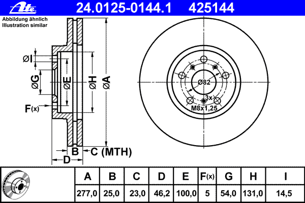 Тормозной диск ATE 24.0125-0144.1