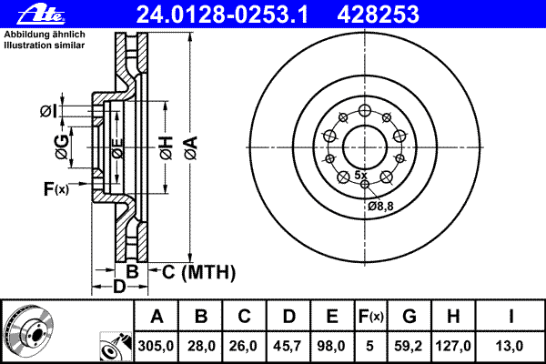 Тормозной диск ATE 24.0128-0253.1