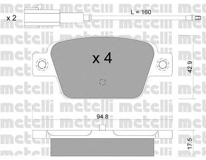 Комплект тормозных колодок, дисковый тормоз METELLI 2203231