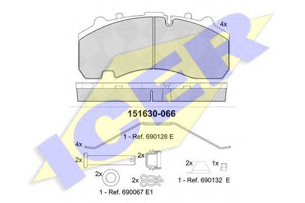 Комплект тормозных колодок, дисковый тормоз ICER 151630
