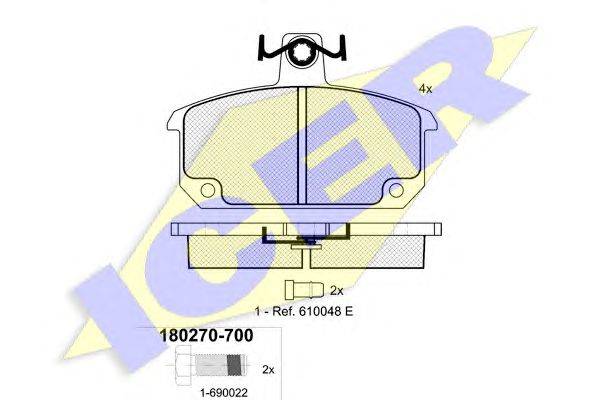 Комплект тормозных колодок, дисковый тормоз ICER 20673