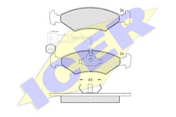 Комплект тормозных колодок, дисковый тормоз ICER 20752