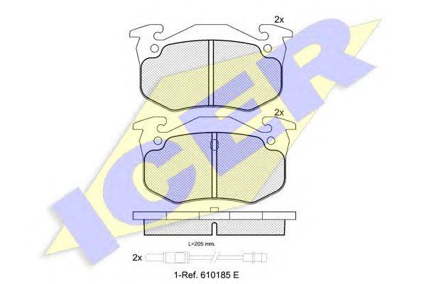 Комплект тормозных колодок, дисковый тормоз ICER 20315