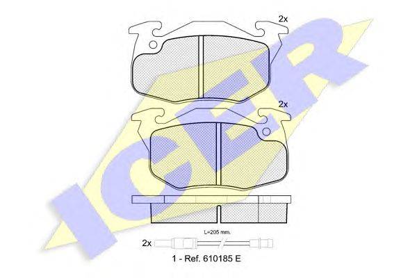 Комплект тормозных колодок, дисковый тормоз ICER 21806