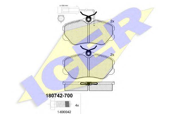 Комплект тормозных колодок, дисковый тормоз ICER 21181