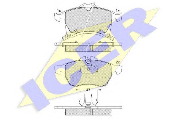 Комплект тормозных колодок, дисковый тормоз ICER 23057