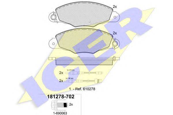 Комплект тормозных колодок, дисковый тормоз ICER 23136
