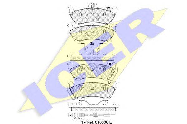 Комплект тормозных колодок, дисковый тормоз ICER 23718