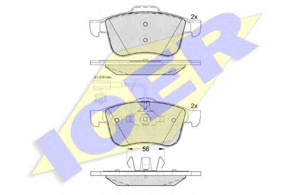 Комплект тормозных колодок, дисковый тормоз ICER 181772