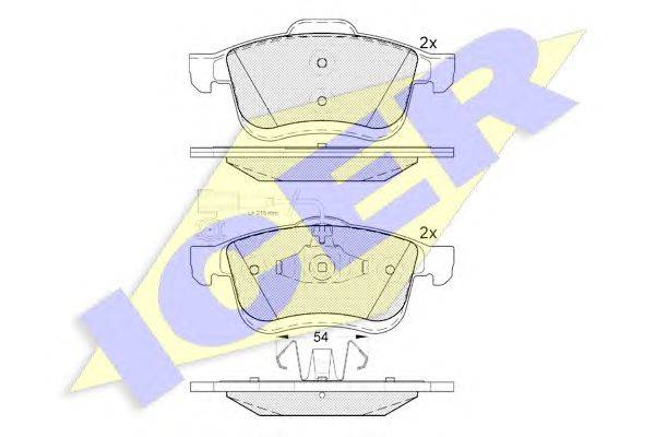 Комплект тормозных колодок, дисковый тормоз ICER 24727