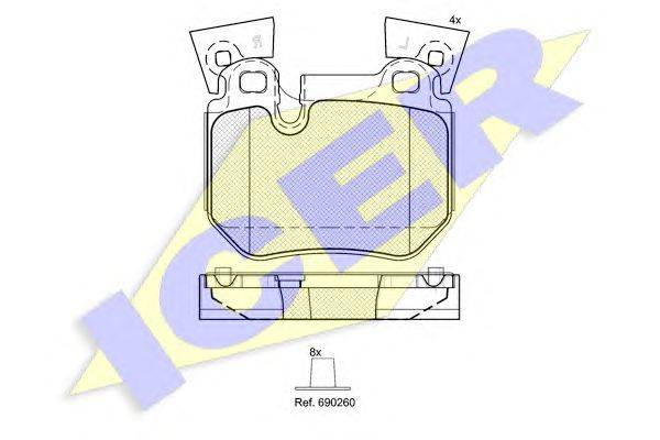 Комплект тормозных колодок, дисковый тормоз ICER 24315