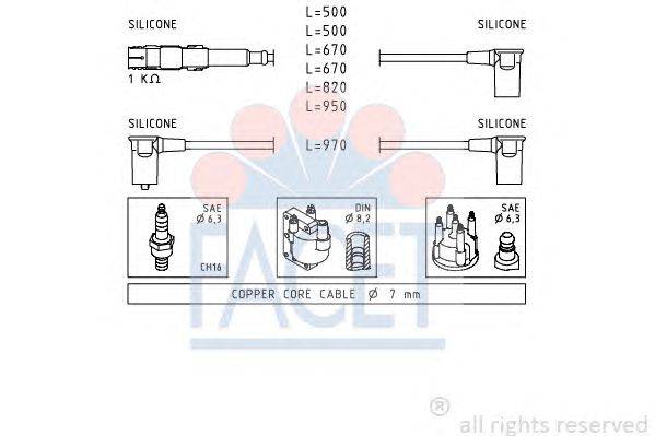 Комплект проводов зажигания FACET 49657