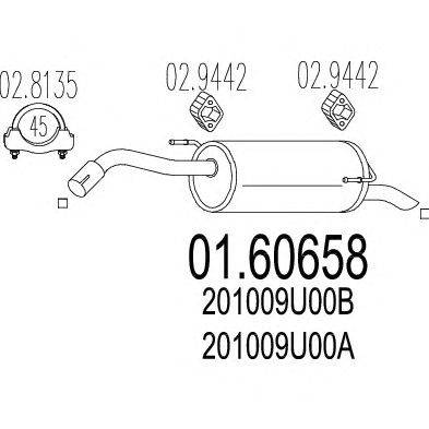 Глушитель выхлопных газов конечный MTS 01.60658