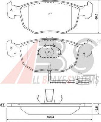 Комплект тормозных колодок, дисковый тормоз A.B.S. 37004 OE