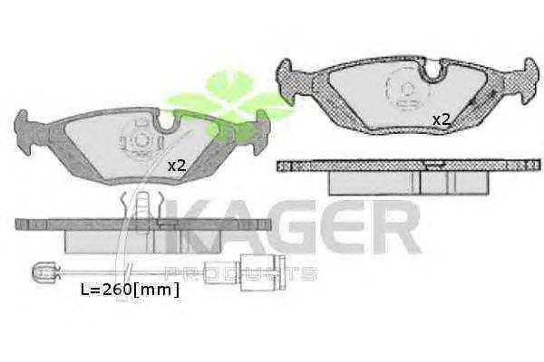Комплект тормозных колодок, дисковый тормоз KAGER 35-0410