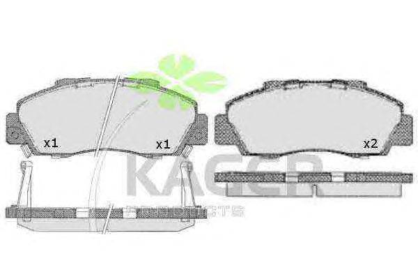 Комплект тормозных колодок, дисковый тормоз KAGER 21651