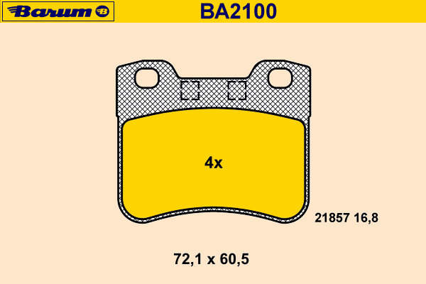 Комплект тормозных колодок, дисковый тормоз BARUM BA2100