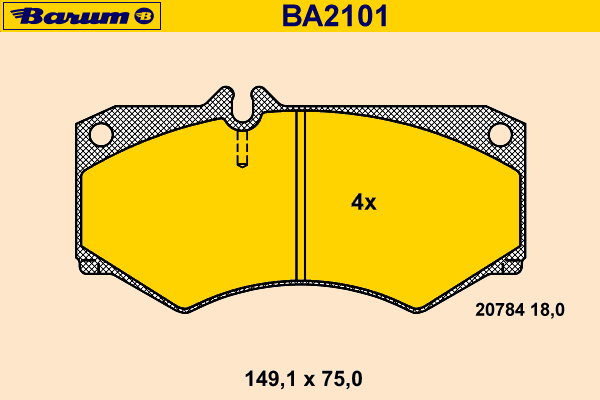 Комплект тормозных колодок, дисковый тормоз BARUM BA2101