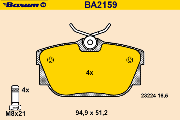 Комплект тормозных колодок, дисковый тормоз BARUM 23224