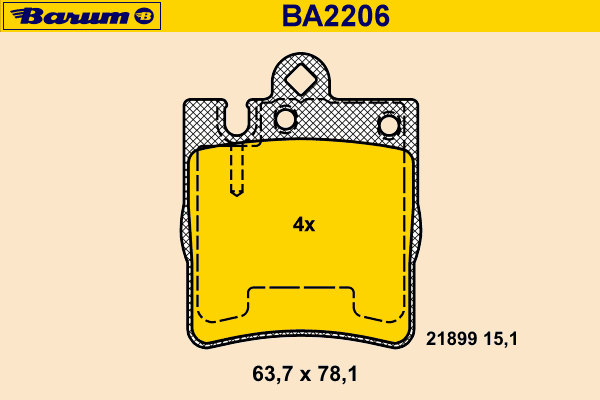 Комплект тормозных колодок, дисковый тормоз BARUM BA2206