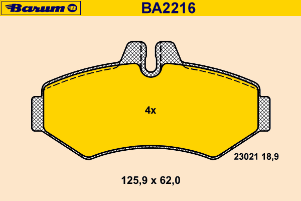Комплект тормозных колодок, дисковый тормоз BARUM BA2216