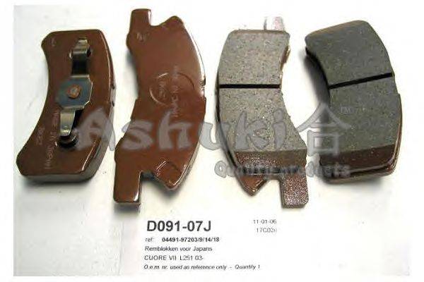 Комплект тормозных колодок, дисковый тормоз ASHUKI D091-07J