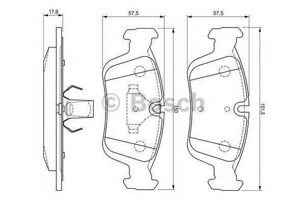 Комплект тормозных колодок, дисковый тормоз BOSCH 0 986 424 483