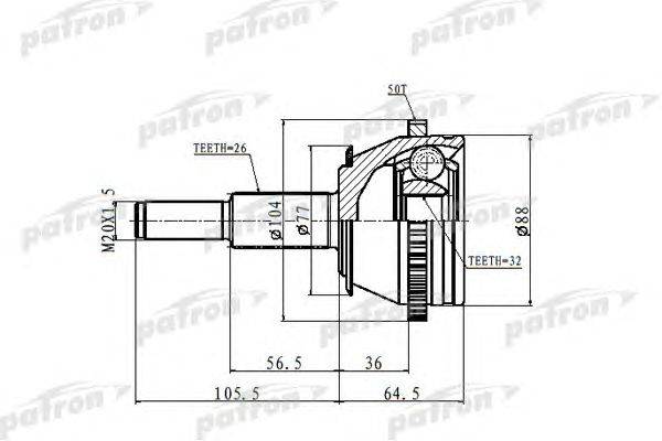 Шарнирный комплект, приводной вал PATRON PCV9980