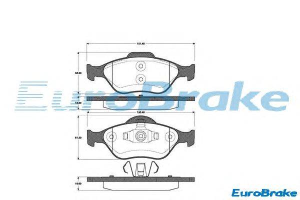 Комплект тормозных колодок, дисковый тормоз EUROBRAKE 5501222557