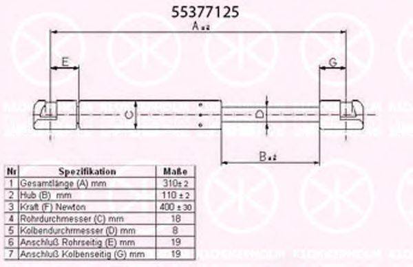 Газовая пружина, заднее стекло KLOKKERHOLM 55377125