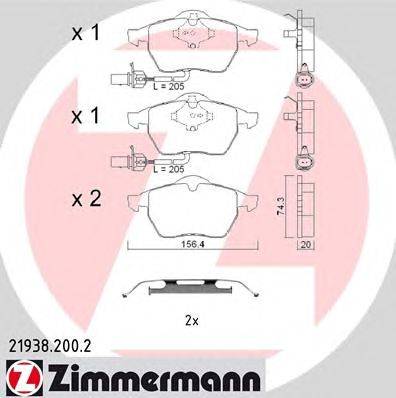 Комплект тормозных колодок, дисковый тормоз ZIMMERMANN 219382002