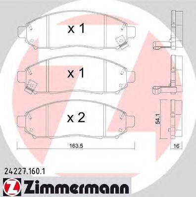 Комплект тормозных колодок, дисковый тормоз ZIMMERMANN 24227