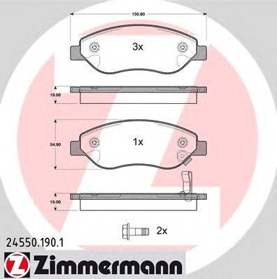 Комплект тормозных колодок, дисковый тормоз ZIMMERMANN 24550