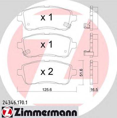 Комплект тормозных колодок, дисковый тормоз ZIMMERMANN 24346.170.1